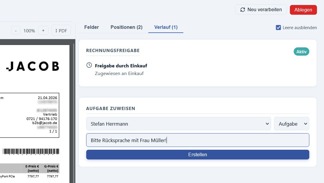 cayDMS Workflow und Aufgabenzuweisung